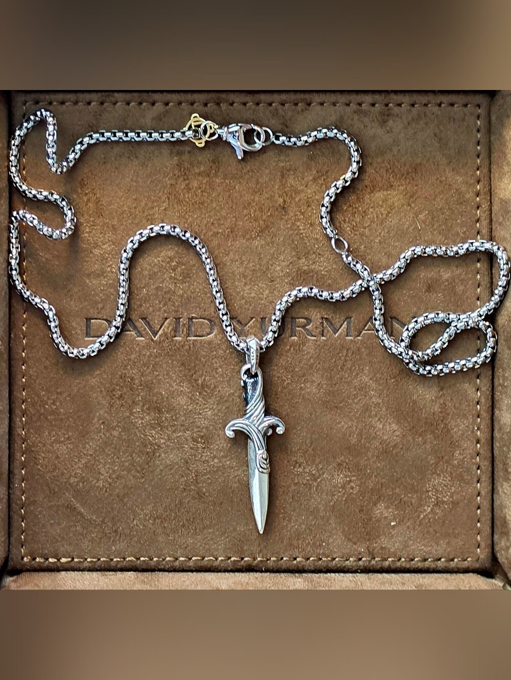 David Yurman Dagger Amulet On Yurman Box Chain